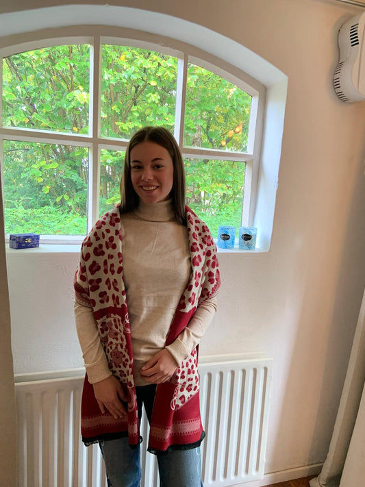 Burgundy leopard sjaal