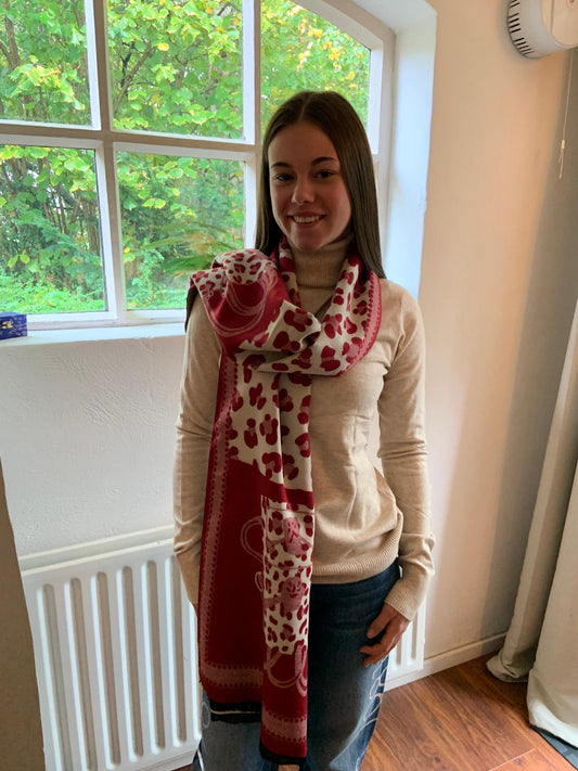 Burgundy leopard sjaal