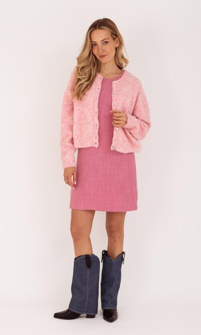Tweed jurk oud-roze