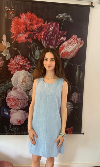 Tweed jurk lichtblauw