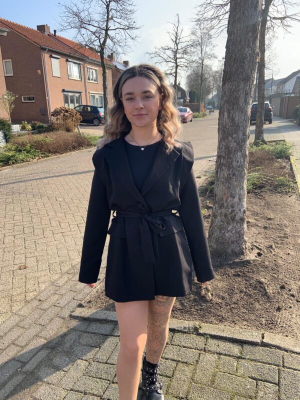 Blazer dress met belt Zwart