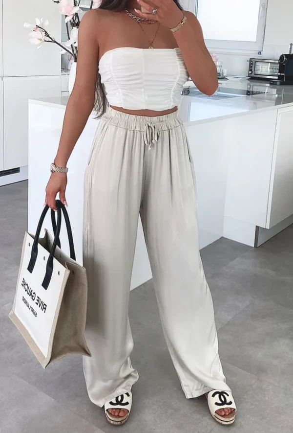 Satin broek Beige - Afbeelding 2