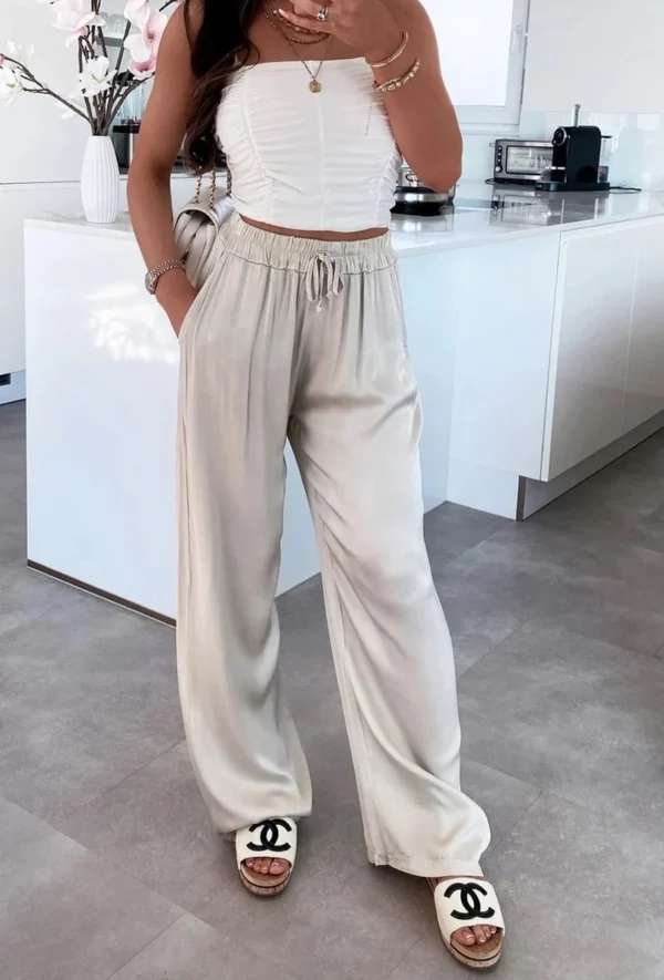Satin broek Beige