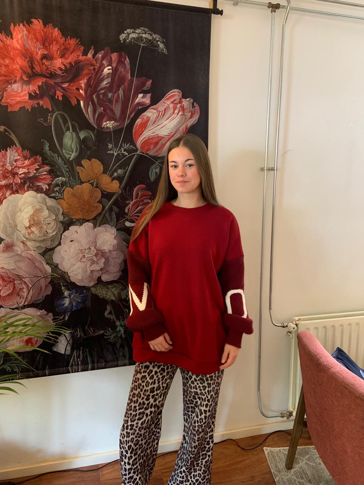 Sweater met gebreide mouwen