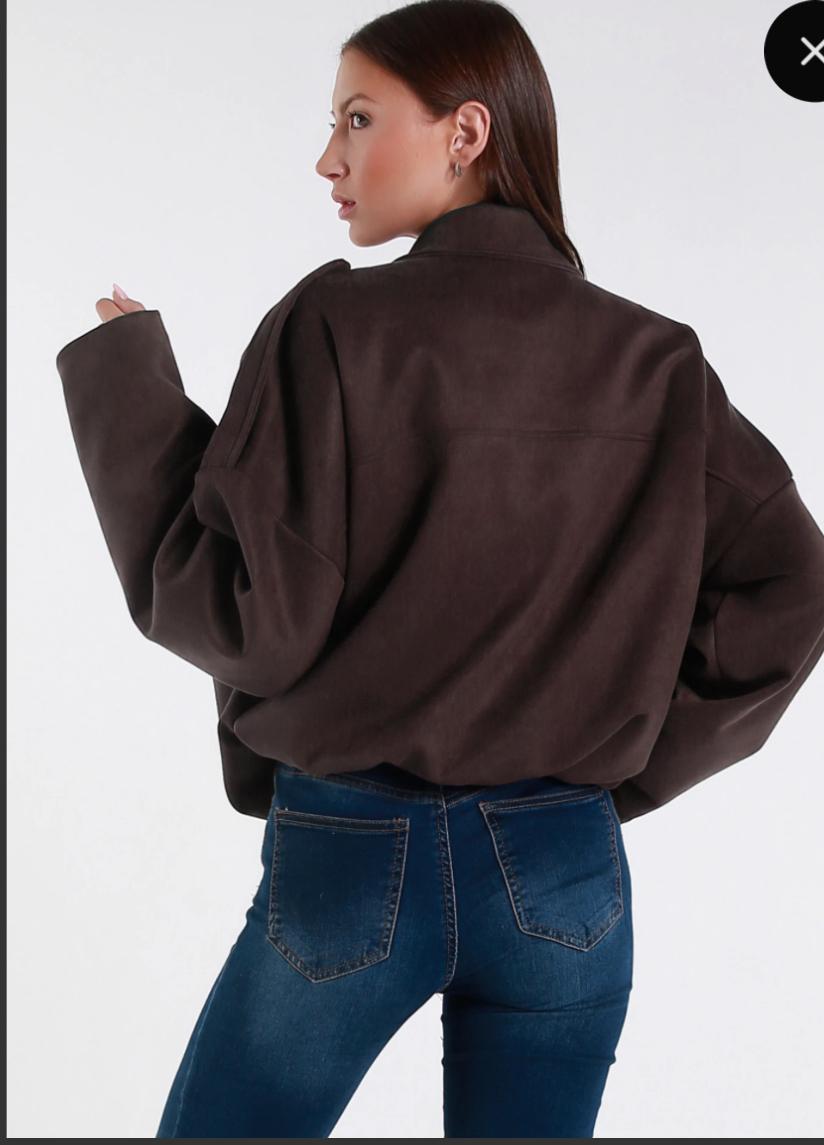 Oversized suèdelook jasje grijs - Afbeelding 4